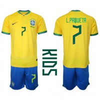 Camisa de time de futebol Brasil Lucas Paqueta #7 Replicas 1º Equipamento Infantil Mundo 2022 Manga Curta (+ Calças curtas)